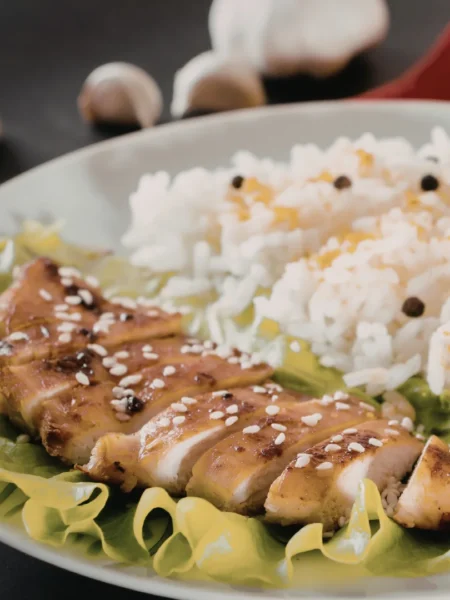 Salmão Grelhado com Crosta de Gergelim e Molho de Iogurte