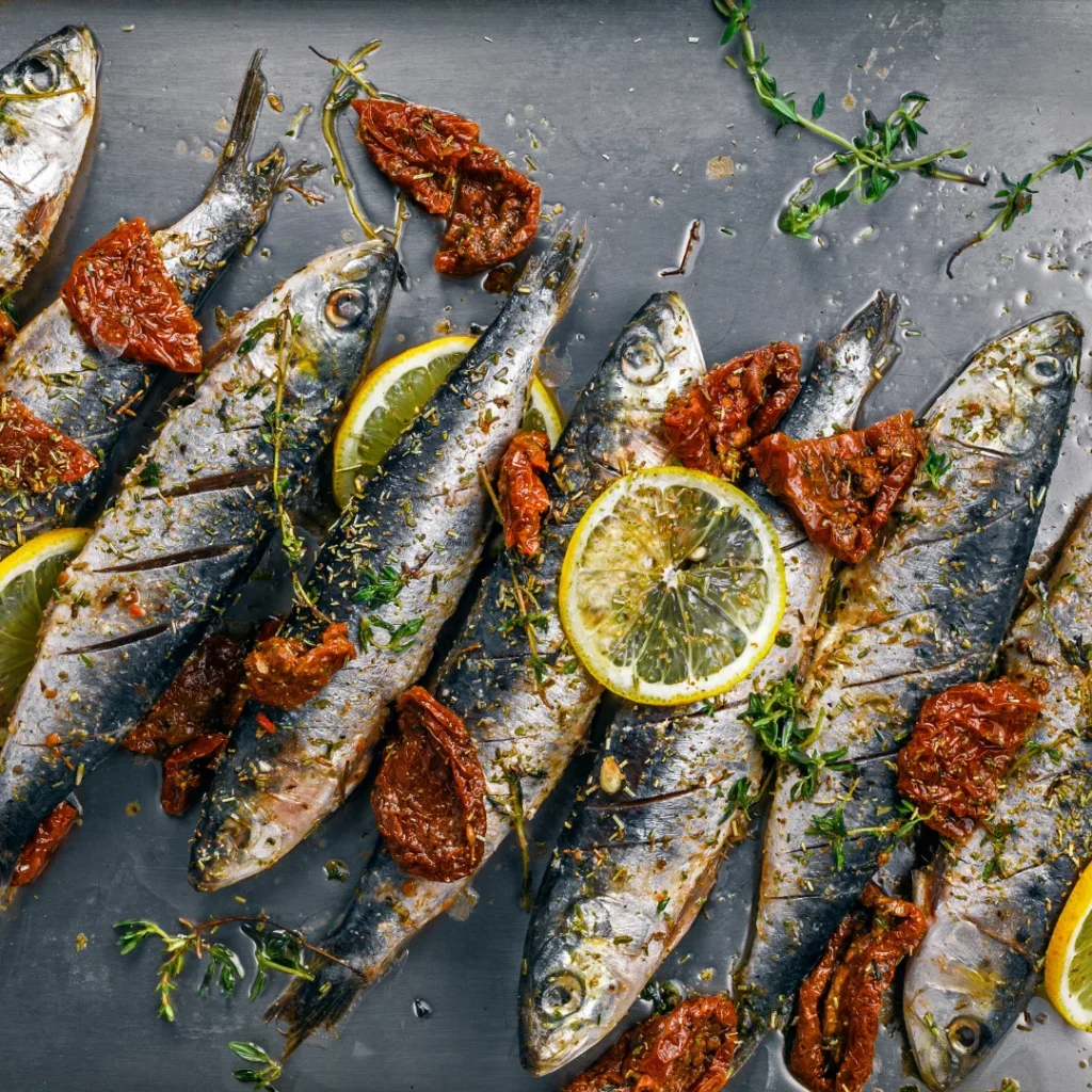 Sardinha Assada no Forno com Batata Doce e Limão