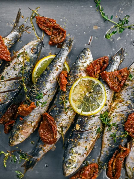Sardinha Assada no Forno com Batata Doce e Limão