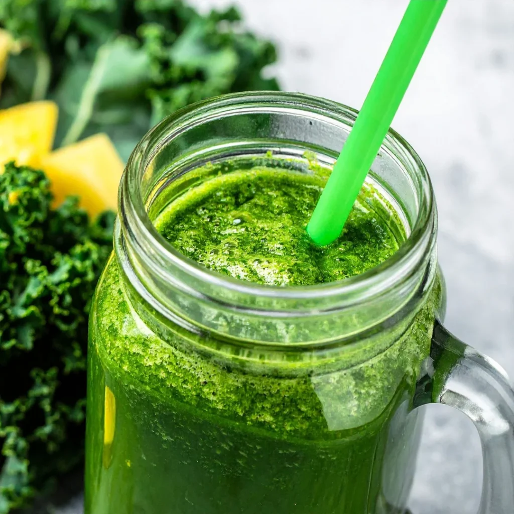 Smoothie Detox de Abacaxi, Couve e Semente de Linhaça