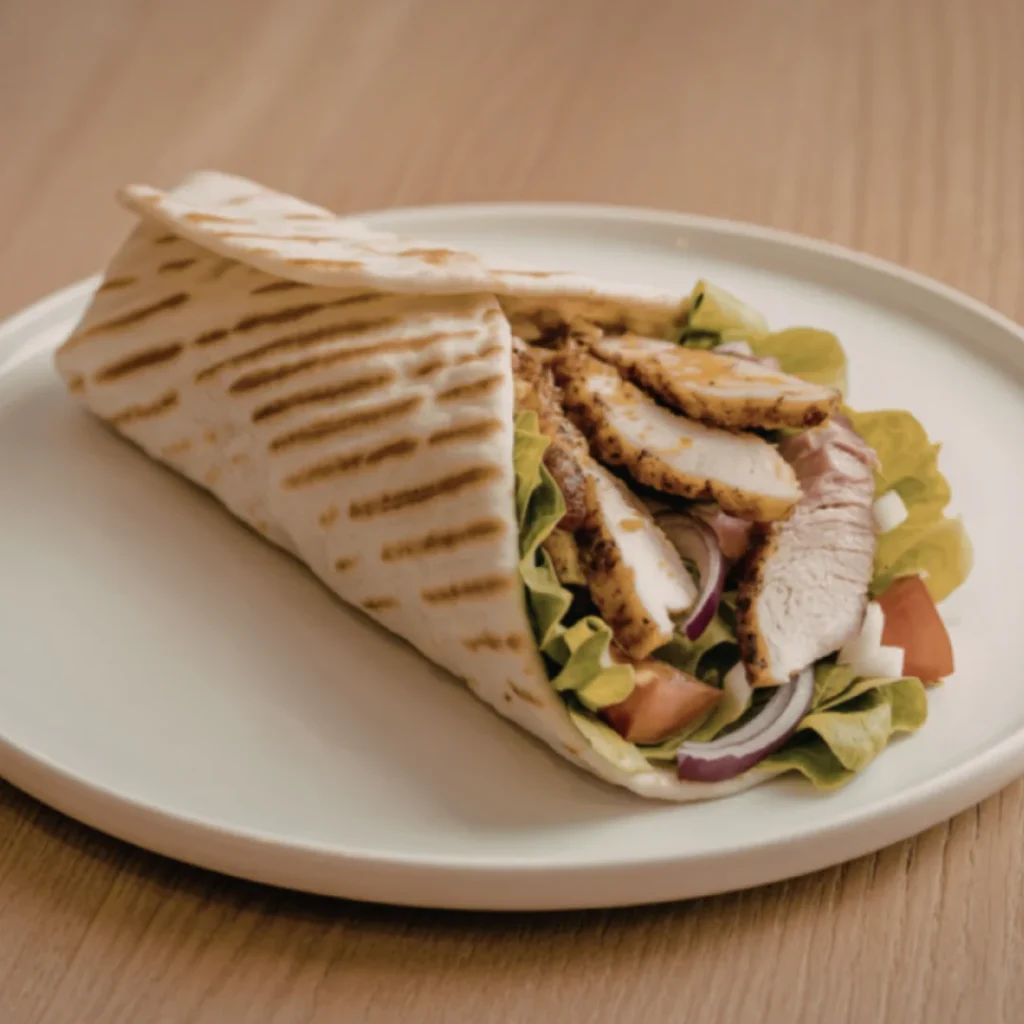 Wrap Low Carb de Frango e Folhas Verdes