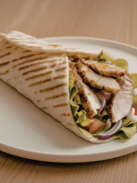 Wrap Low Carb de Frango e Folhas Verdes